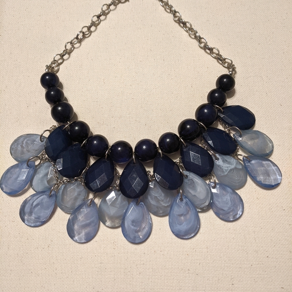 Light and Dark Blue and Silver Necklace